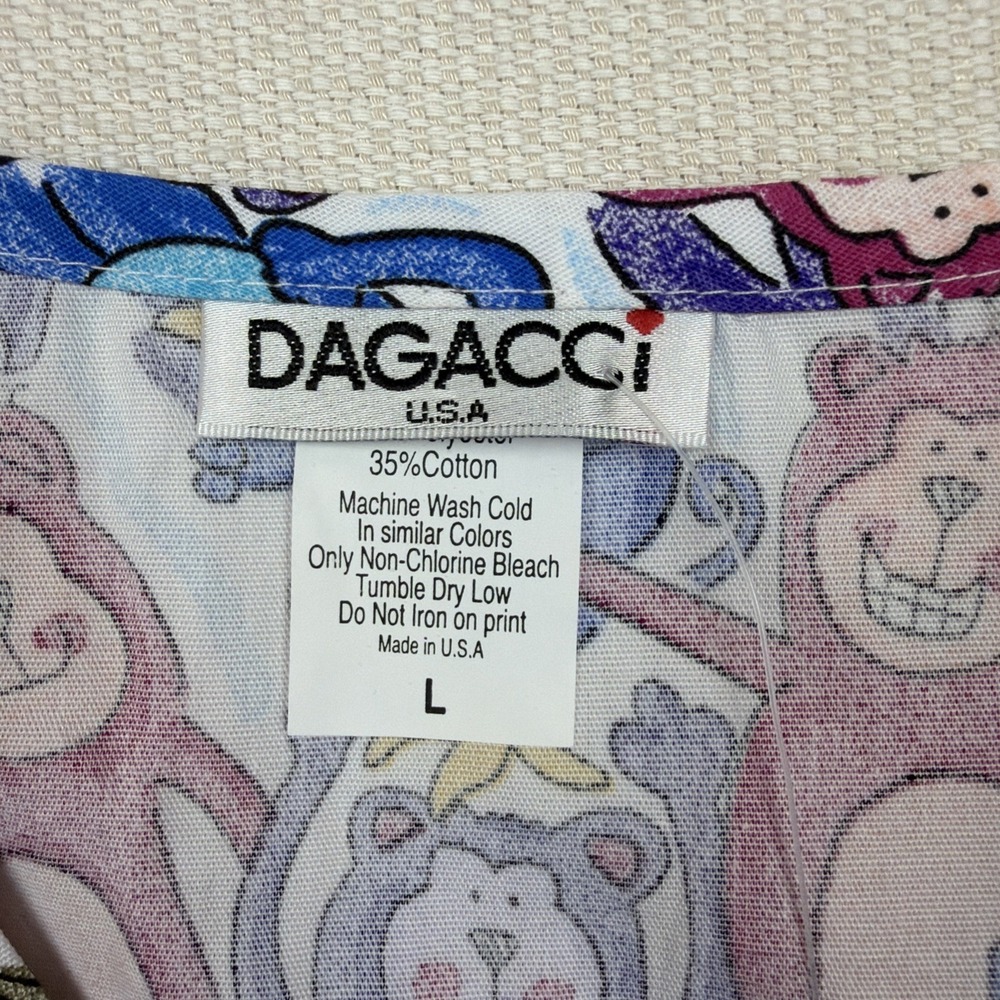 New Dagacci U.S.A. Scrub Top Shirt Uniform Monkey Size‎ L NWT Multi Color - Picture 3 of 10